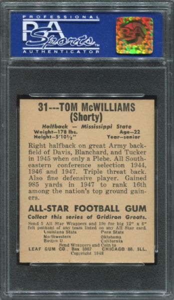 1948 Leaf #31 Tom McWilliams PSA 7