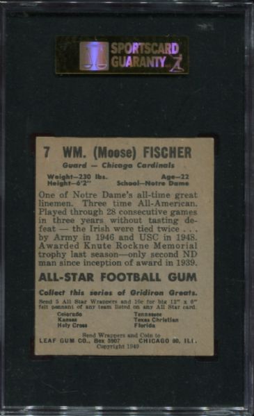 1949 Leaf #7 William Moose Fischer SGC 80