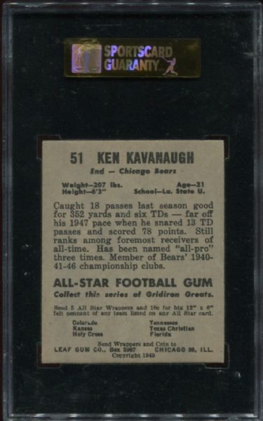 1949 Leaf #51 Ken Kavanaugh SGC 80