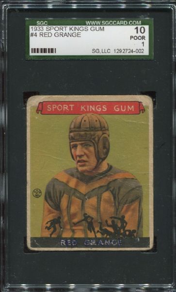 1933 Sport Kings Gum #4 Red Grange SGC 10