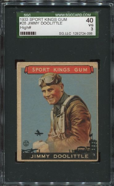 1933 Sport Kings Gum #28 Jimmy Doolittle High Number SGC 40