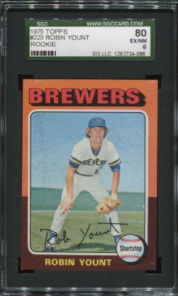 1975 Topps #223 Robin Yount Rookie SGC 80