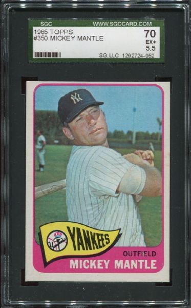 1965 Topps #350 Mickey Mantle SGC 70