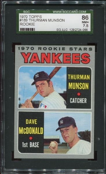 1970 Topps #189 Thurman Munson Rookie SGC 86