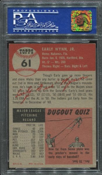 1953 Topps #61 Early Wynn PSA 8