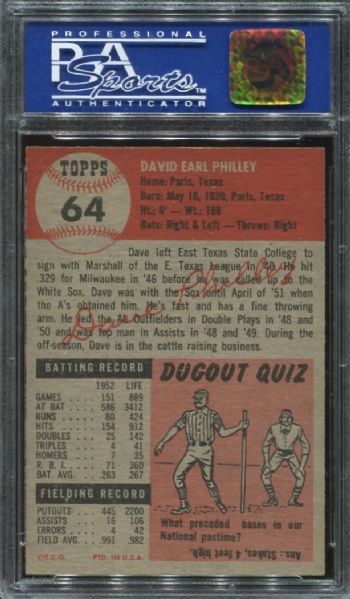 1953 Topps #64 Dave Philley PSA 8