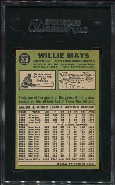 1967 Topps #200 Willie Mays SGC 84