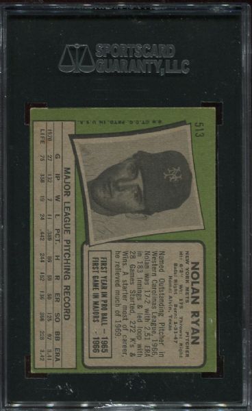 1971 Topps #513 Nolan Ryan SGC 70