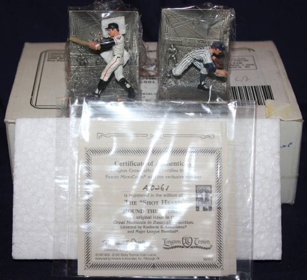 1996 Longton Crown Great Moments in Baseball Pewter Figurine Lot of 2 - Don Larsen & Bobby Thomson