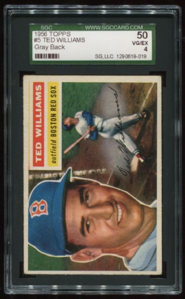 1956 Topps #5 Ted Williams Gray Back SGC 50