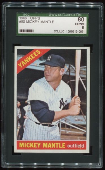 1966 Topps #50 Mickey Mantle SGC 80