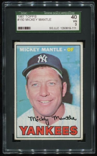 1967 Topps #150 Mickey Mantle SGC 40