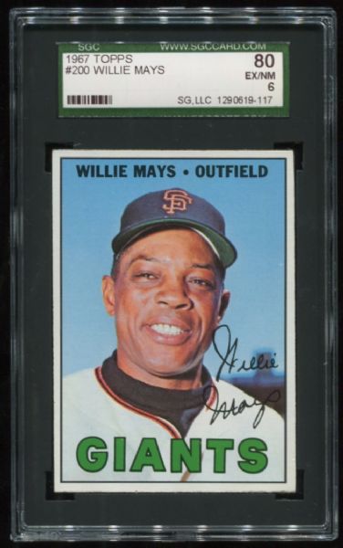 1967 Topps #200 Willie Mays SGC 80