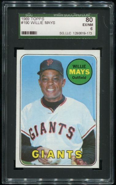 1969 Topps #190 Willie Mays SGC 80