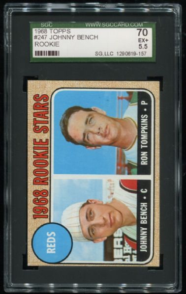 1968 Topps #247 Johnny Bench Rookie SGC 70