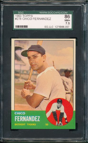 1963 Topps #278 Fernandez & #280 Rodgers 2 Card Lot SGC 86