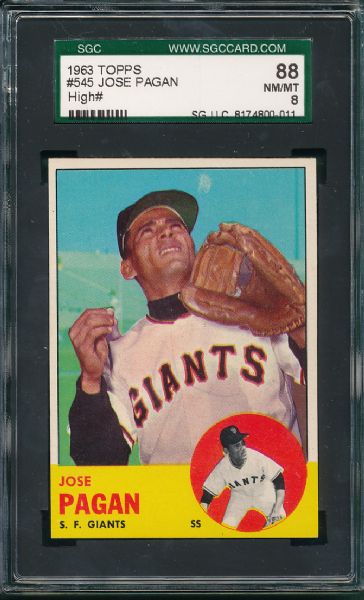 1963 Topps #545 Jose Pagan Hi # SGC 88