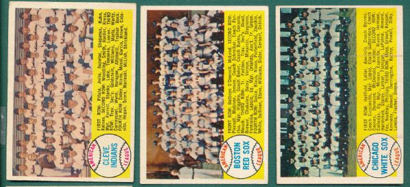 1958 Topps Team Card/Checklist 10 Card Lot