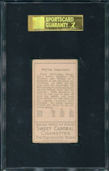 1911 T205 McElveen Sweet Caporal Cigarettes SGC 30