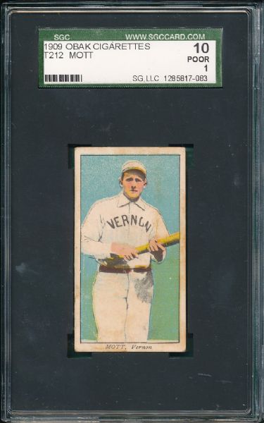 1909 T212 Mott Obak Cigarettes SGC 10 *Great Presentation*