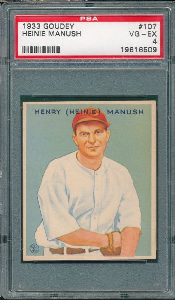 1933 Goudey #107 Heinie Manush PSA 4