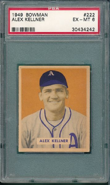 1949 Bowman #222 Alex Kellner Hi # PSA 6