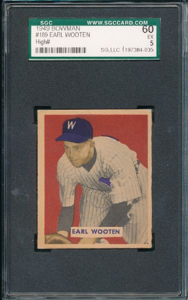 1949 Bowman #189 Earl Wootan Hi # SGC 60