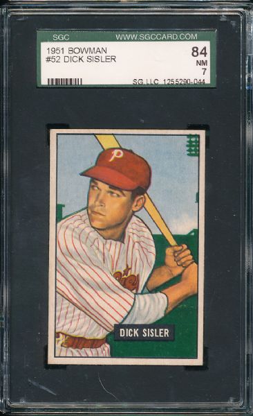 1951 Bowman #52 Dick Sisler SGC 84 