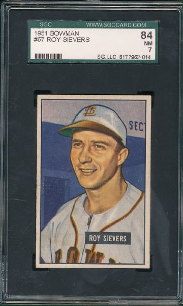 1951 Bowman #67 Roy Sievers SGC 84