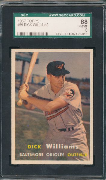 1957 Topps #59 Dick Williams SGC 88 NM/MT