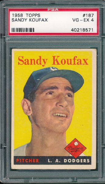 1958 Topps #187 Sandy Koufax PSA 4