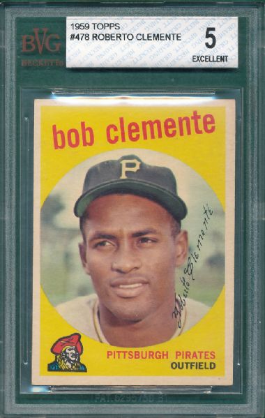 1959 Topps #478 Bob Roberto Clemente BVG 5