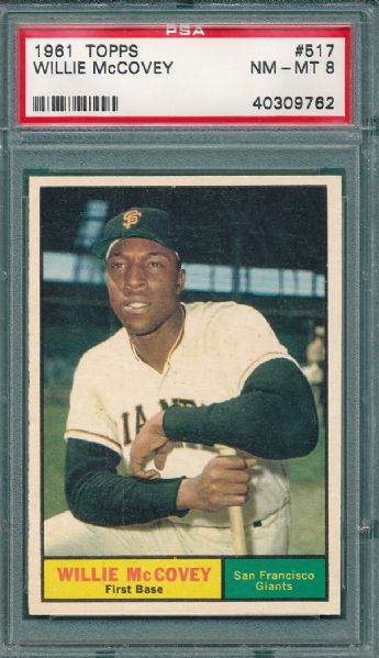 1961 Topps #517 Willie McCovey PSA 8