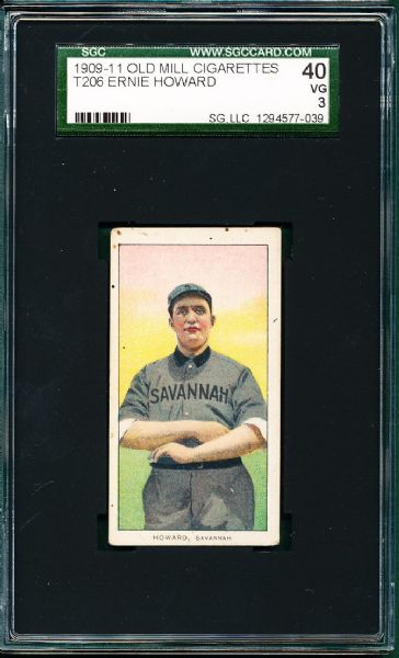 1909-1911 T206 Howard, Ernie Old Mill Cigarettes SGC 40