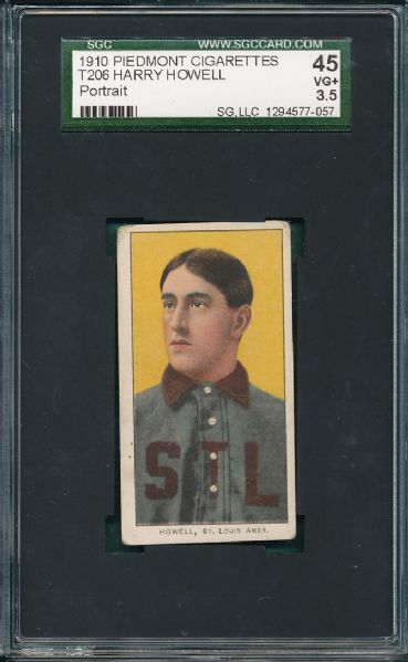 1909-1911 T206 Howell, Portrait Piedmont Cigarettes  SGC 45