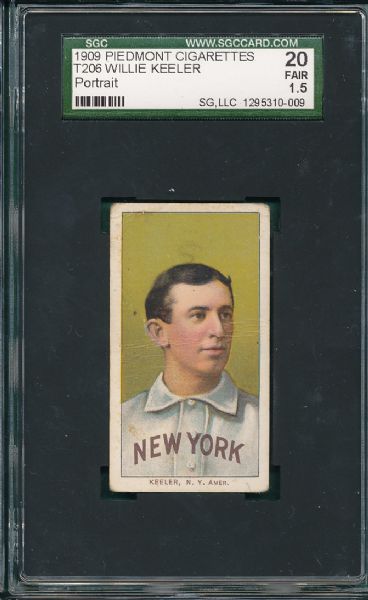 1909-1911 T206 Keeler Portrait Piedmont Cigarettes SGC 20