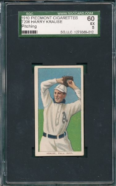 1909-1911 T206 Krause, Pitching Piedmont Cigarettes SGC 60