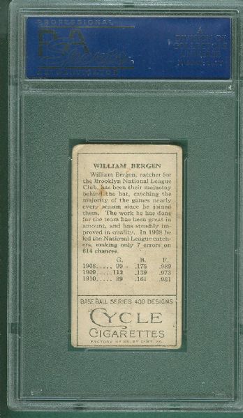 1911 T205 Bergen Cycle Cigarettes PSA 3