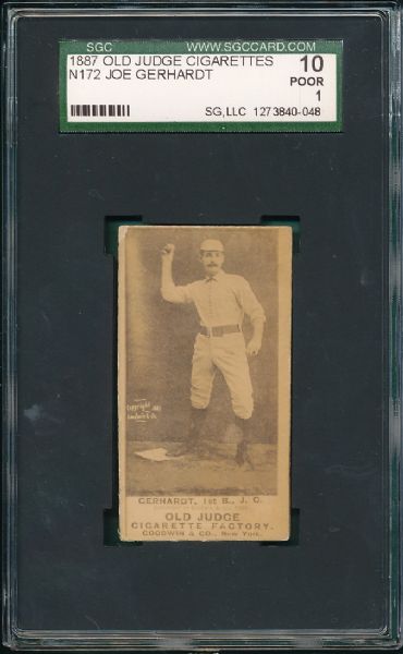 1887 N172 Joe Gerhardt Old Judge Cigarettes SGC 10 Jersey City *Tough Team*