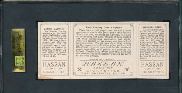 1912 T202 #66 Ford Putting Over A Spitter Ford/Vaughn Hassan Cigarettes Triple Folder SGC 50