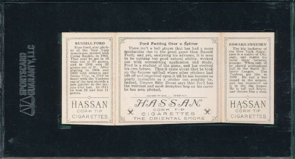 1912 T202 #67 Ford Putting Over A Spitter Ford/Sweeney Hassan Cigarettes Triple Folder SGC 50