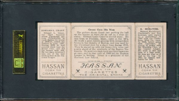 1912 T202 #69 Grant Gets His Man Hoblitzel/Grant Hassan Cigarettes Triple Folder SGC 40