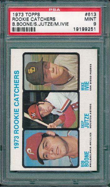 1973 Topps #613 Bob Boone *Rookie* Hi # PSA 9 Mint