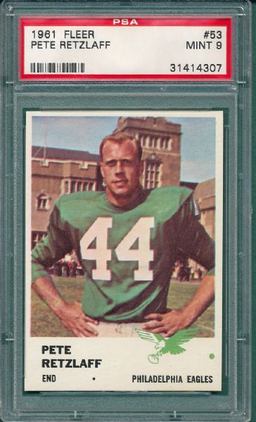 1961 Fleer #53 Pete Retzlaff PSA 9 MINT *Only 1 Graded Higher*