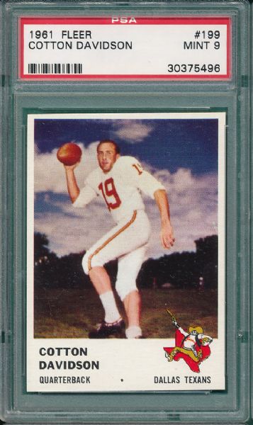 1961 Fleer #199 Cotton Davidson PSA 9 MINT *None Graded Higher*