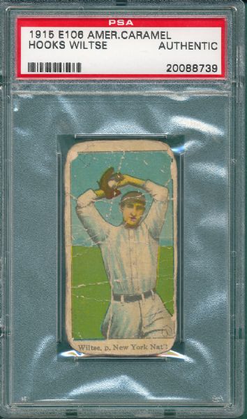 1915 E106 American Caramels Hooks Wiltse PSA AUTH