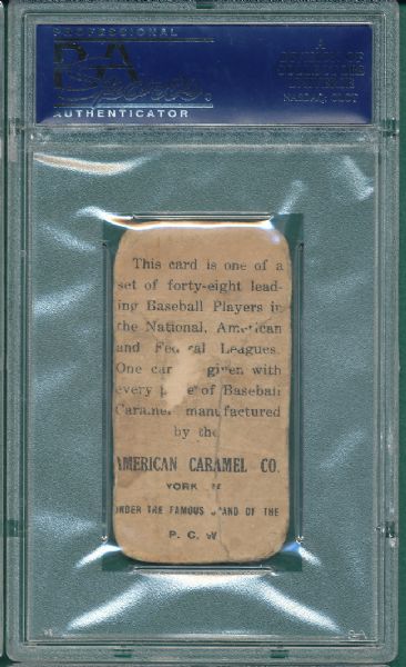 1915 E106 American Caramels Hooks Wiltse PSA AUTH