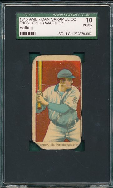 1915 E106 American Caramels Honus Wagner Batting SGC 10