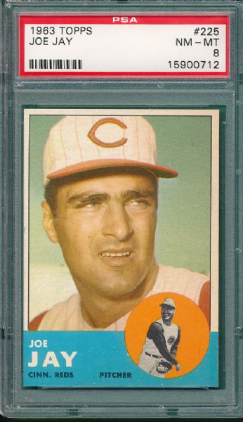 1963 Topps #225 Joe Jay PSA 8