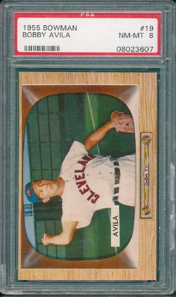 1955 Bowman #19 Bobby Avila PSA 8